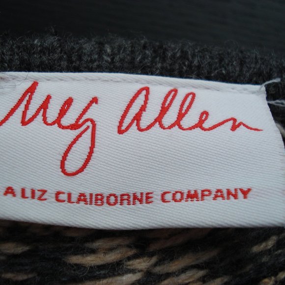 Zip Front Wool Blend Sweater Red Grey Beige - Picture 4 of 5